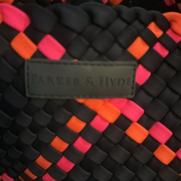 New Harper &Hyde hand bag good condition .Navy blue and neon pink/orange - Picture 3 of 5